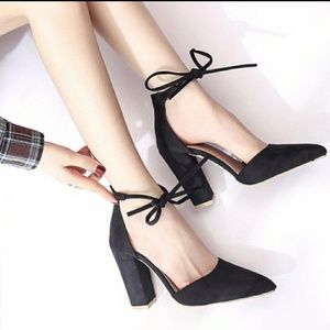 Ankle tie micro suede shoes